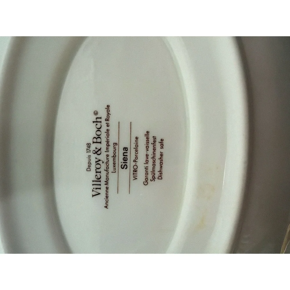 Villeroy & Boch Siena Gravy‎ Boat with Attached Underplate Orange Marble